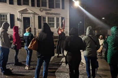 Ghosts of Christmas Past Downtown Stroll - On the Mystic River Bascule Bridge: Krampus and the Pigman